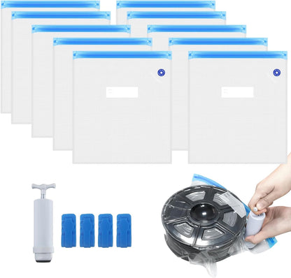 10PCS Vacuum Sealer Bags with Hand Pump & 4PCS Clips - Multi-Size Storage Bags for Clothes, Storage Bags Vacuum Storage Kit for Keeping Dry