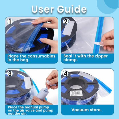 10PCS Vacuum Sealer Bags with Hand Pump & 4PCS Clips - Multi-Size Storage Bags for Clothes, Storage Bags Vacuum Storage Kit for Keeping Dry