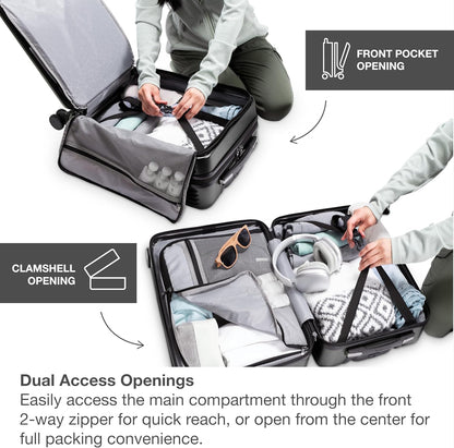 Mykel Dual Opening Polycarbonate Hardside Suitcase with Sleeve and Ergonomic Handle