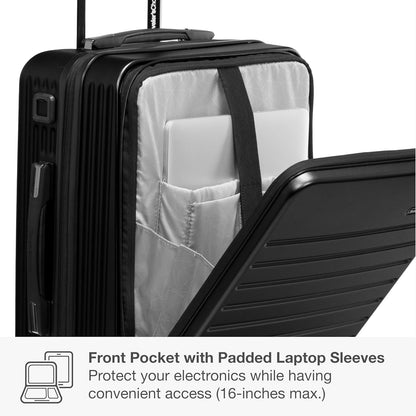 Mykel Dual Opening Polycarbonate Hardside Suitcase with Sleeve and Ergonomic Handle