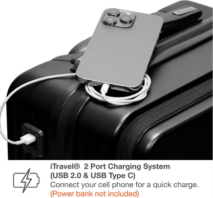 Mykel Dual Opening Polycarbonate Hardside Suitcase with Sleeve and Ergonomic Handle