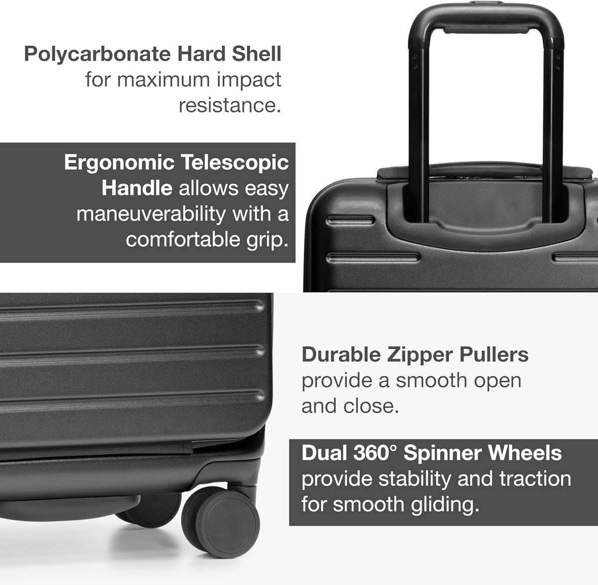 Mykel Dual Opening Polycarbonate Hardside Suitcase with Sleeve and Ergonomic Handle