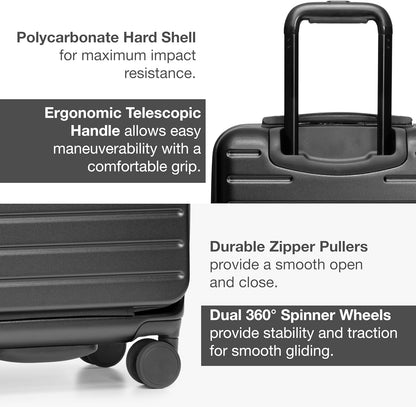 Mykel Dual Opening Polycarbonate Hardside Suitcase with Sleeve and Ergonomic Handle