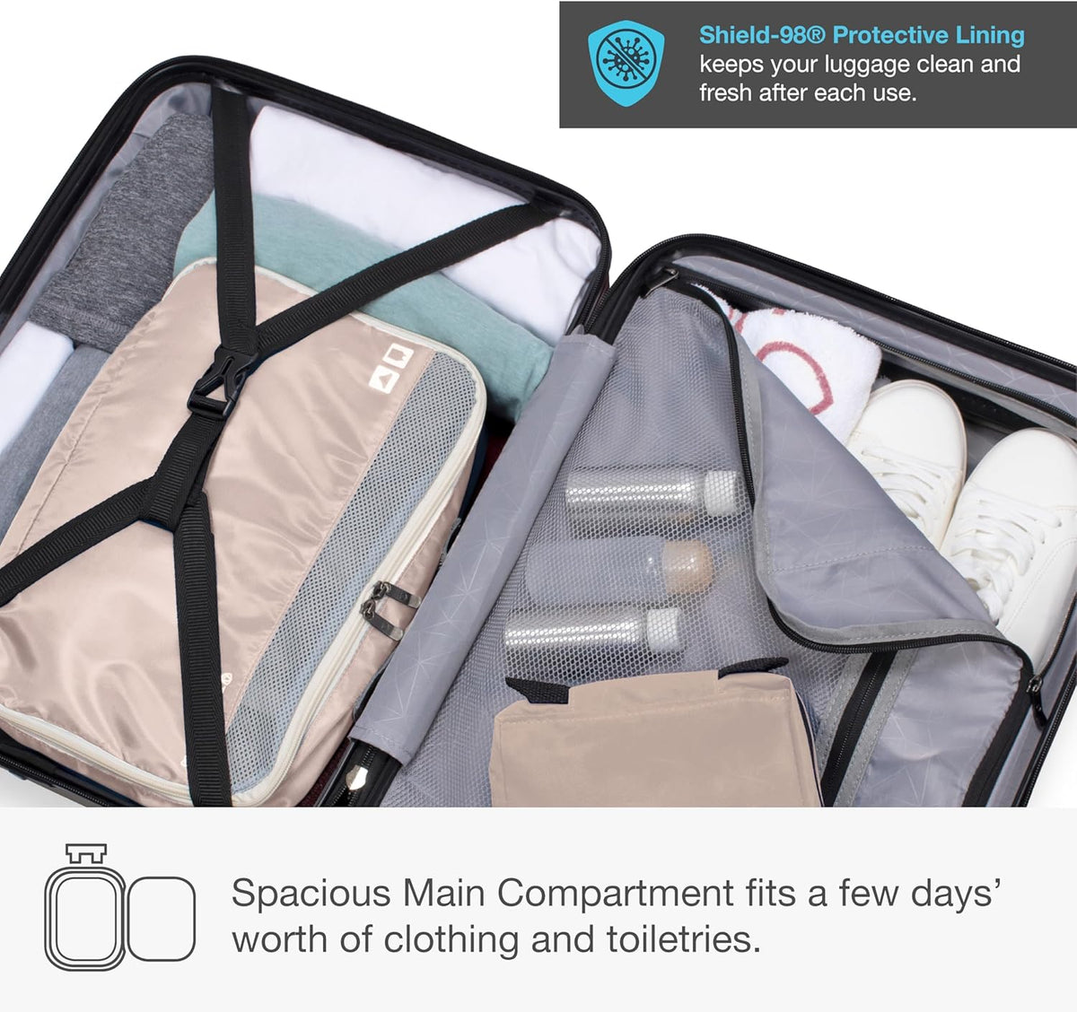 Mykel Dual Opening Polycarbonate Hardside Suitcase with Sleeve and Ergonomic Handle