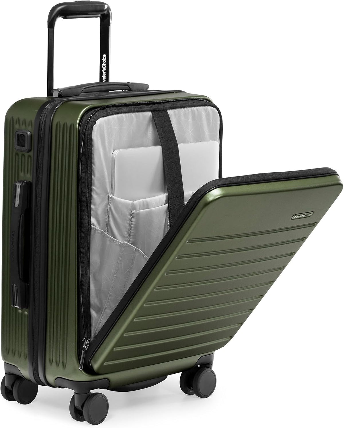 Mykel Dual Opening Polycarbonate Hardside Suitcase with Sleeve and Ergonomic Handle