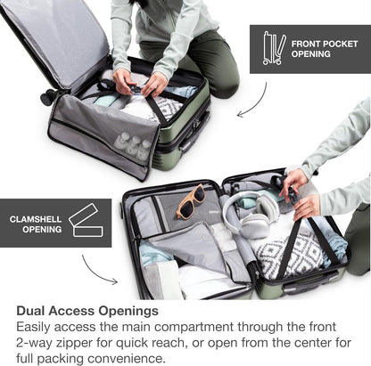 Mykel Dual Opening Polycarbonate Hardside Suitcase with Sleeve and Ergonomic Handle