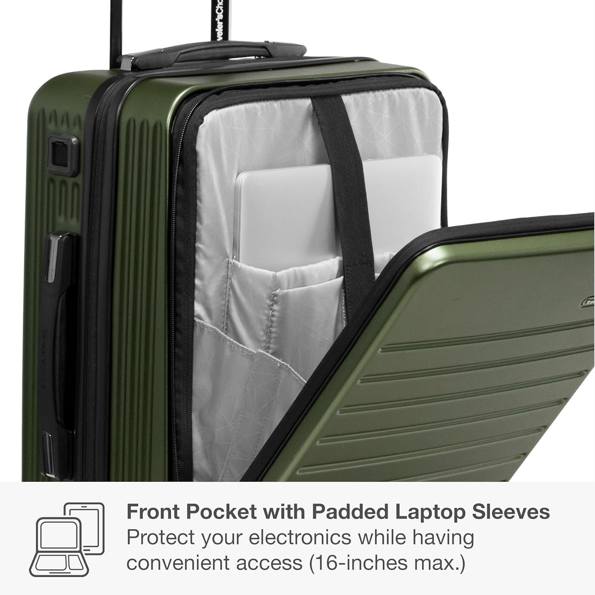 Mykel Dual Opening Polycarbonate Hardside Suitcase with Sleeve and Ergonomic Handle