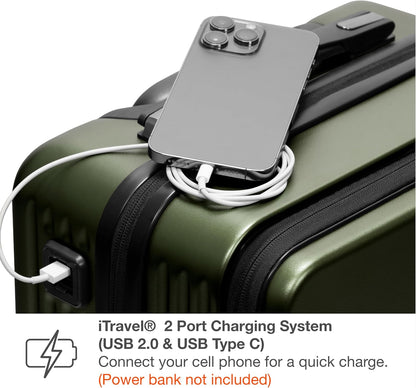 Mykel Dual Opening Polycarbonate Hardside Suitcase with Sleeve and Ergonomic Handle