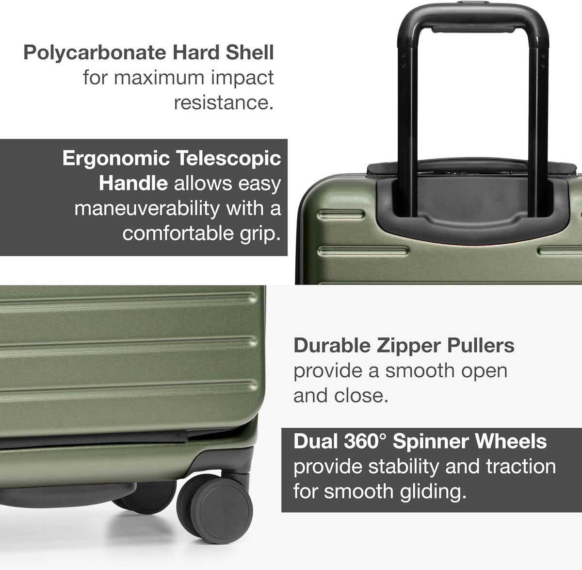 Mykel Dual Opening Polycarbonate Hardside Suitcase with Sleeve and Ergonomic Handle