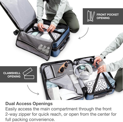 Mykel Dual Opening Polycarbonate Hardside Suitcase with Sleeve and Ergonomic Handle
