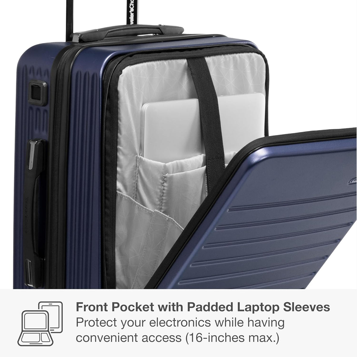Mykel Dual Opening Polycarbonate Hardside Suitcase with Sleeve and Ergonomic Handle