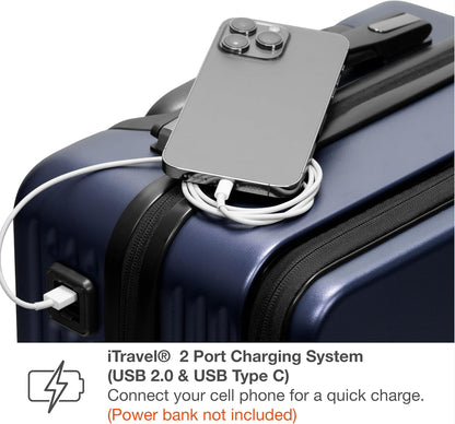 Mykel Dual Opening Polycarbonate Hardside Suitcase with Sleeve and Ergonomic Handle
