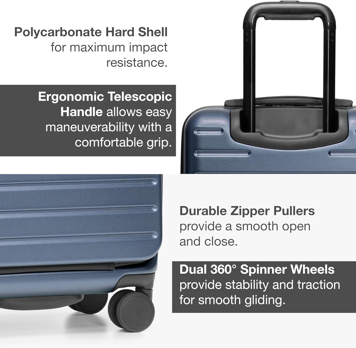 Mykel Dual Opening Polycarbonate Hardside Suitcase with Sleeve and Ergonomic Handle