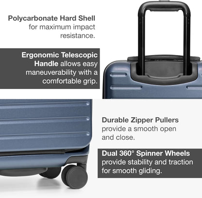 Mykel Dual Opening Polycarbonate Hardside Suitcase with Sleeve and Ergonomic Handle