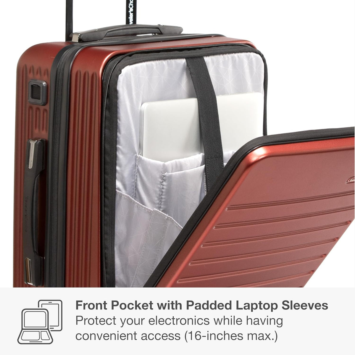 Mykel Dual Opening Polycarbonate Hardside Suitcase with Sleeve and Ergonomic Handle