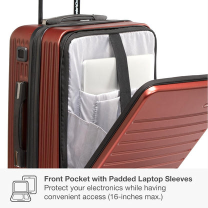 Mykel Dual Opening Polycarbonate Hardside Suitcase with Sleeve and Ergonomic Handle