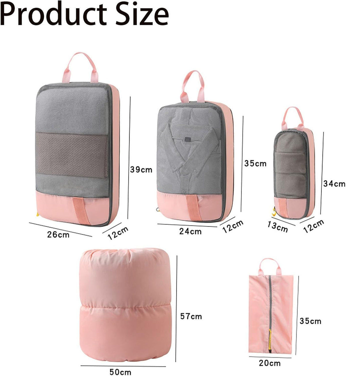 Expandable Space-Saving Cubes/Bags for Travel, Dual Zipper Compression Packing Luggage Organizer Bags with Breathable Mesh Design (Blue + double-ended round bag)