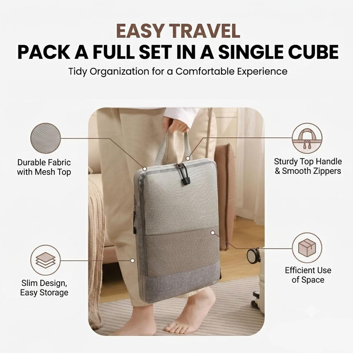 Expandable Space-Saving Cubes/Bags for Travel, Dual Zipper Compression Packing Luggage Organizer Bags with Breathable Mesh Design (Blue + double-ended round bag)