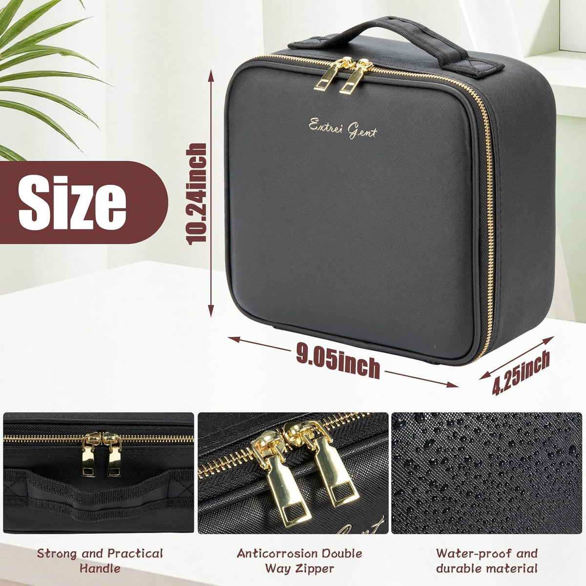 Makeup Travel Train Case with Mirror LED Light 3 Adjustable Brightness Cosmetic Bag Portable Storage Adjustable Partition Waterproof Makeup Brushes Makeup Jewelry Gift for Women (Leopard Print)