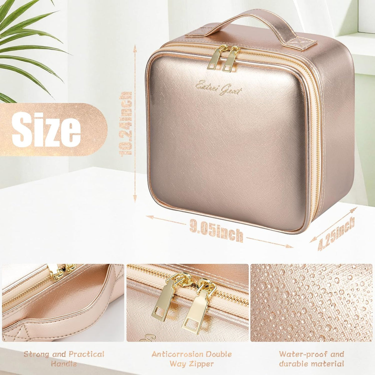 Makeup Travel Train Case with Mirror LED Light 3 Adjustable Brightness Cosmetic Bag Portable Storage Adjustable Partition Waterproof Makeup Brushes Makeup Jewelry Gift for Women (Leopard Print)