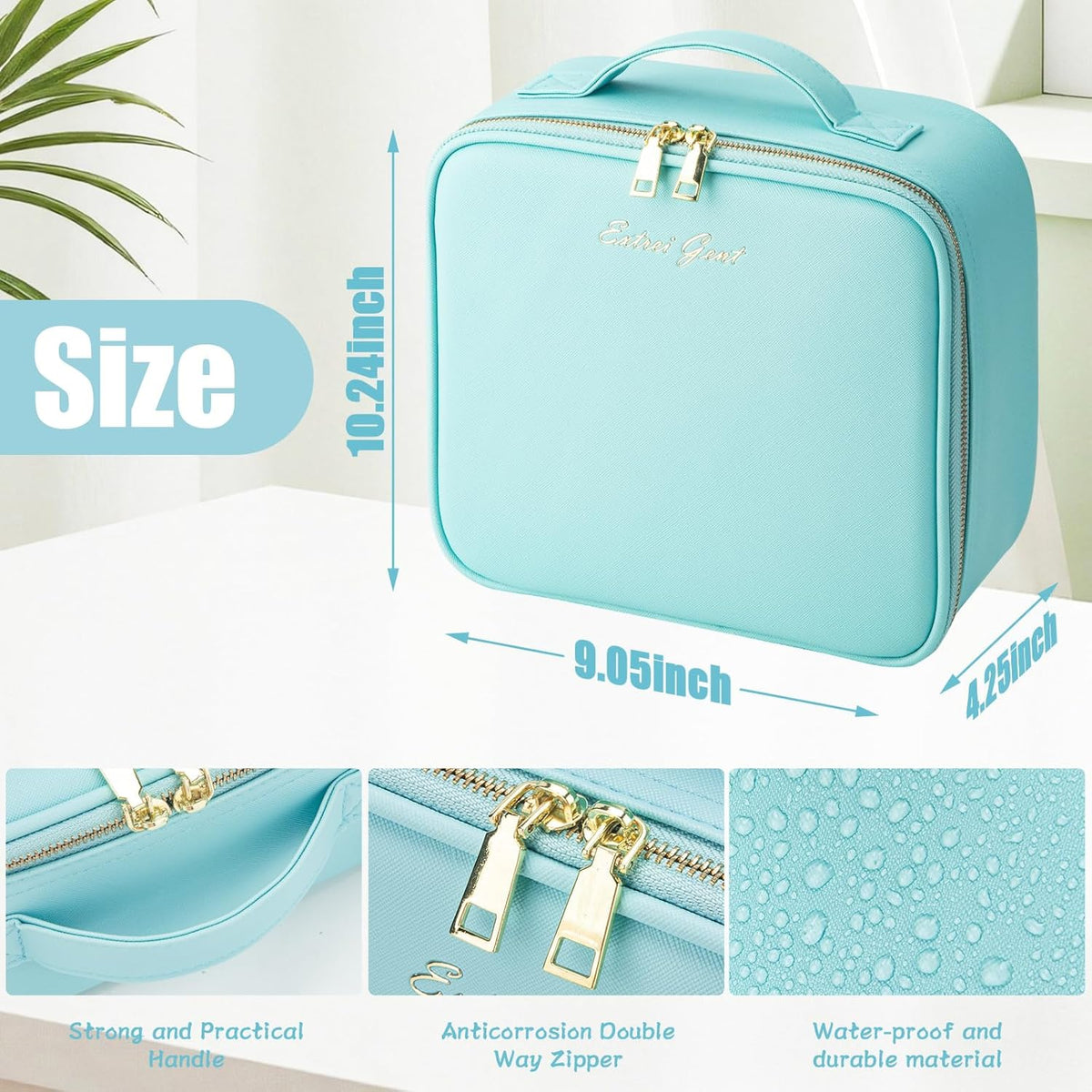 Makeup Travel Train Case with Mirror LED Light 3 Adjustable Brightness Cosmetic Bag Portable Storage Adjustable Partition Waterproof Makeup Brushes Makeup Jewelry Gift for Women (Leopard Print)