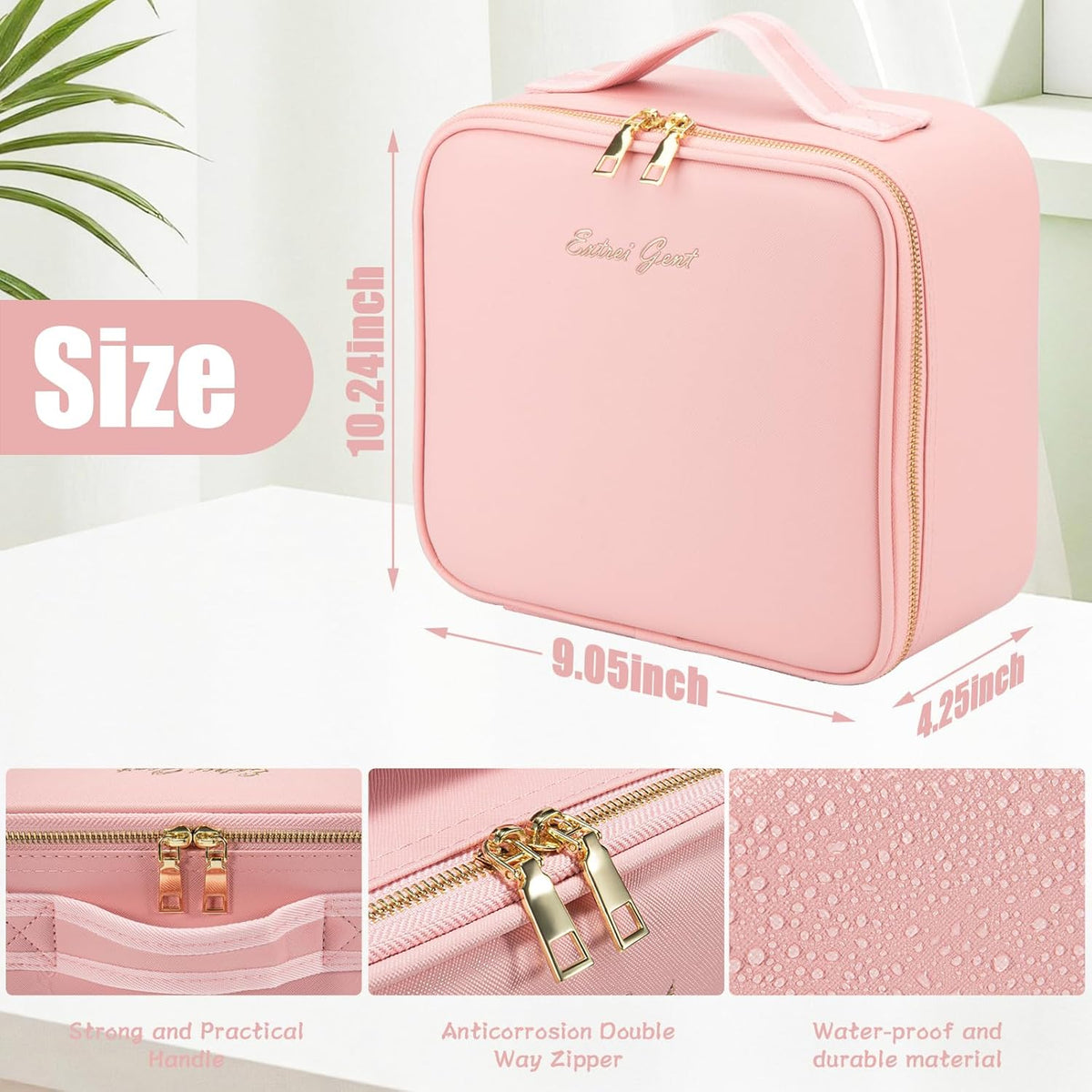 Makeup Travel Train Case with Mirror LED Light 3 Adjustable Brightness Cosmetic Bag Portable Storage Adjustable Partition Waterproof Makeup Brushes Makeup Jewelry Gift for Women (Leopard Print)