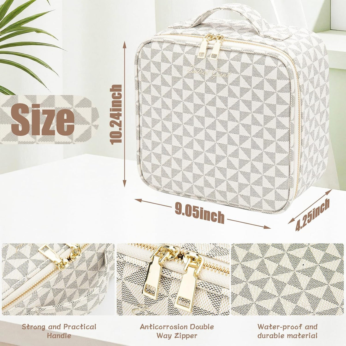 Makeup Travel Train Case with Mirror LED Light 3 Adjustable Brightness Cosmetic Bag Portable Storage Adjustable Partition Waterproof Makeup Brushes Makeup Jewelry Gift for Women (Leopard Print)