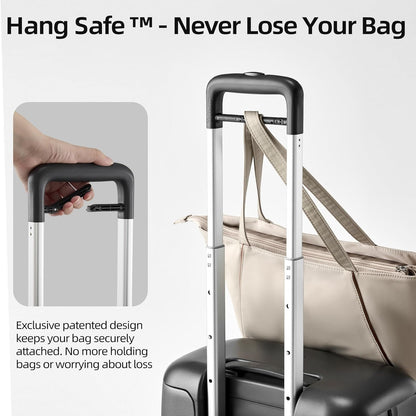 Hang Safe Carry On Luggage,22x14x9 Airline Approved Rolling Suitcase with Spinner Wheels,Bussiness Hard Shell Luggage with TSA Lock&USB Port for Travel,Zipperless,Lightweight,Grey