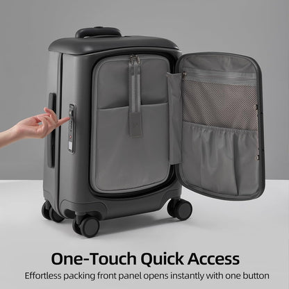Hang Safe Carry On Luggage,22x14x9 Airline Approved Rolling Suitcase with Spinner Wheels,Bussiness Hard Shell Luggage with TSA Lock&USB Port for Travel,Zipperless,Lightweight,Grey