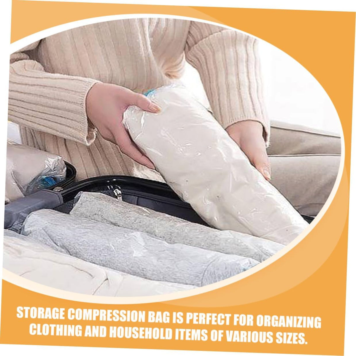 10pcs Vacuum Compression Storage Bags Foldable Space Saver Bags for Travel Clothing and Outerwear, Multi-size (35x50cm, 40x50cm, 40x60cm, 50x70cm) Roll-up Packing Organizers