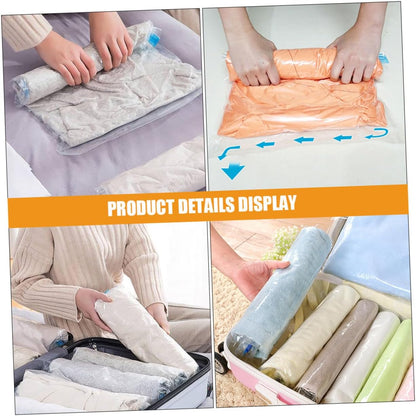 10pcs Vacuum Compression Storage Bags Foldable Space Saver Bags for Travel Clothing and Outerwear, Multi-size (35x50cm, 40x50cm, 40x60cm, 50x70cm) Roll-up Packing Organizers