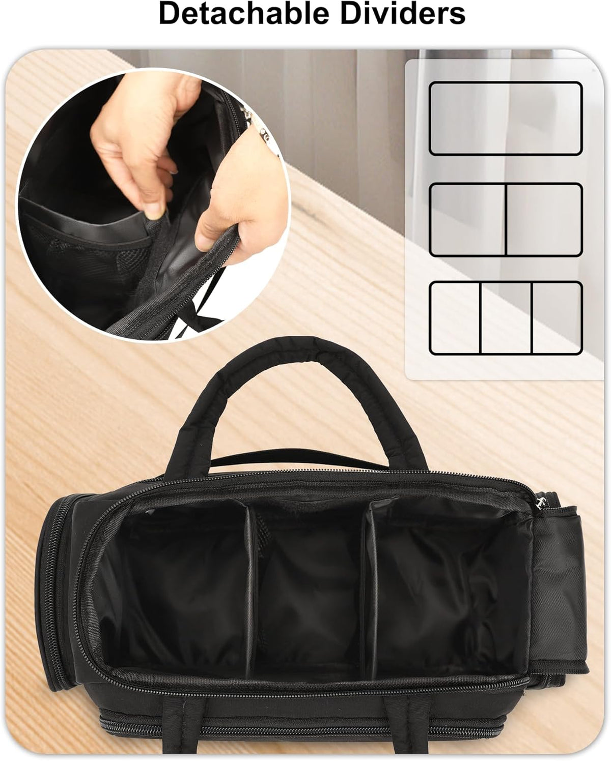 Travel Toiletry Bag for Women - Large Wide-Open Makeup Bag with Compartments, Lightweight Cosmetic Bag with Adjustable Dividers, Puffy Visible Toiletry Organizer for Full-Sized Container