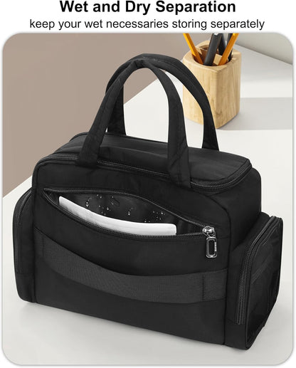 Travel Toiletry Bag for Women - Large Wide-Open Makeup Bag with Compartments, Lightweight Cosmetic Bag with Adjustable Dividers, Puffy Visible Toiletry Organizer for Full-Sized Container
