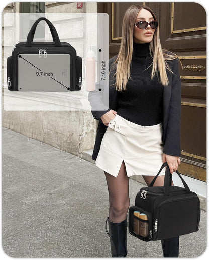 Travel Toiletry Bag for Women - Large Wide-Open Makeup Bag with Compartments, Lightweight Cosmetic Bag with Adjustable Dividers, Puffy Visible Toiletry Organizer for Full-Sized Container