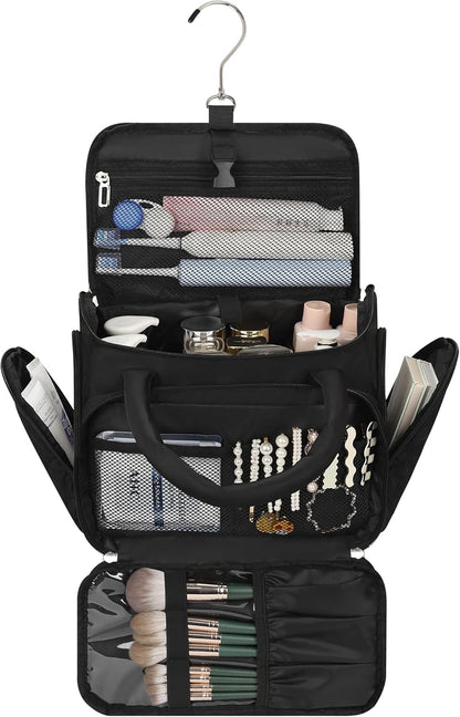 Travel Toiletry Bag for Women - Large Wide-Open Makeup Bag with Compartments, Lightweight Cosmetic Bag with Adjustable Dividers, Puffy Visible Toiletry Organizer for Full-Sized Container