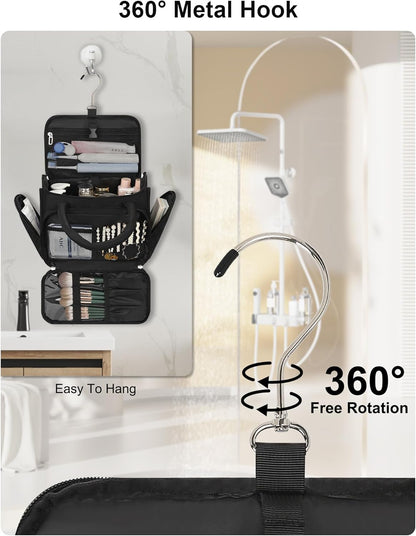 Travel Toiletry Bag for Women - Large Wide-Open Makeup Bag with Compartments, Lightweight Cosmetic Bag with Adjustable Dividers, Puffy Visible Toiletry Organizer for Full-Sized Container