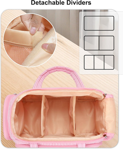 Travel Toiletry Bag for Women - Large Wide-Open Makeup Bag with Compartments, Lightweight Cosmetic Bag with Adjustable Dividers, Puffy Visible Toiletry Organizer for Full-Sized Container
