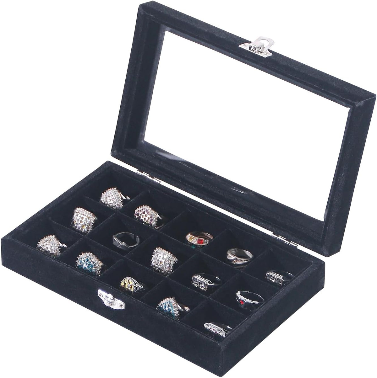 Travel Jewelry Box,Small Jewelry Case,Rings Earrings Cufflinks Organizer for Girls (Pink, 15 Grids)
