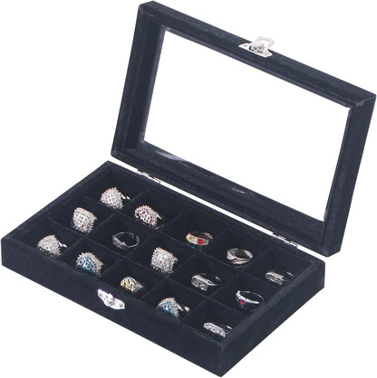 Travel Jewelry Box,Small Jewelry Case,Rings Earrings Cufflinks Organizer for Girls (Pink, 15 Grids)