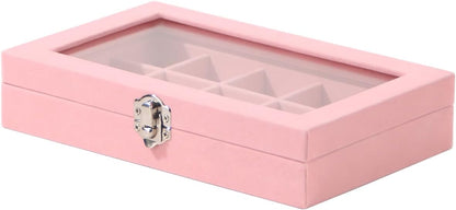 Travel Jewelry Box,Small Jewelry Case,Rings Earrings Cufflinks Organizer for Girls (Pink, 15 Grids)