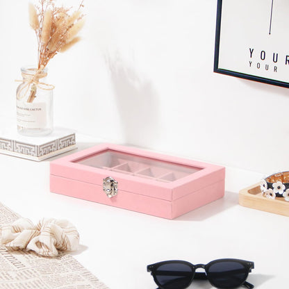 Travel Jewelry Box,Small Jewelry Case,Rings Earrings Cufflinks Organizer for Girls (Pink, 15 Grids)
