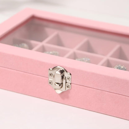 Travel Jewelry Box,Small Jewelry Case,Rings Earrings Cufflinks Organizer for Girls (Pink, 15 Grids)