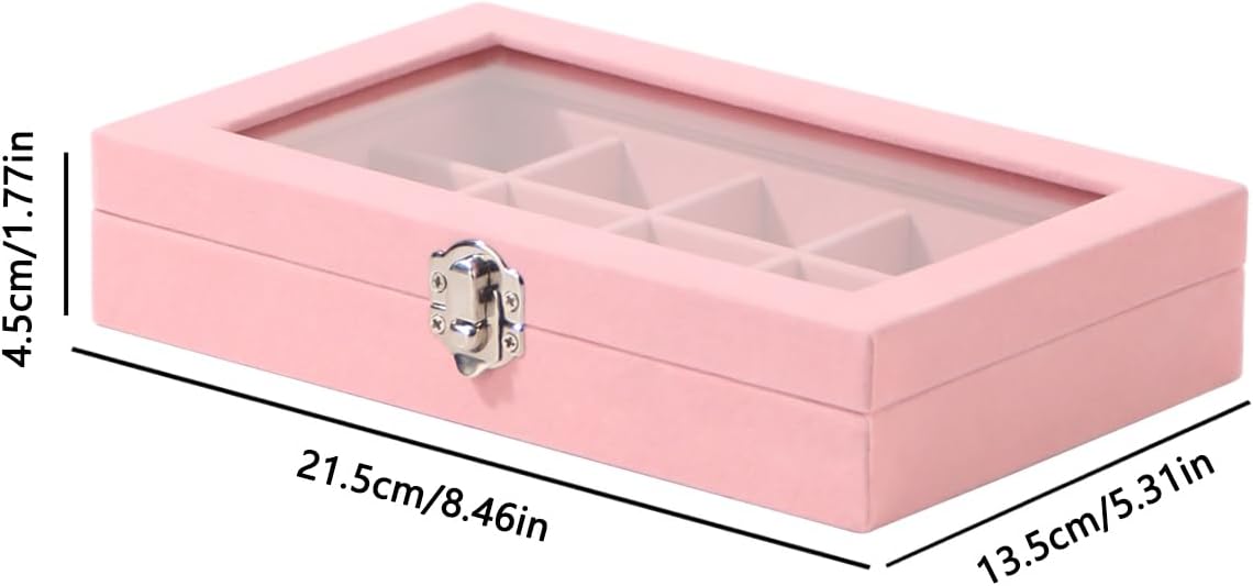 Travel Jewelry Box,Small Jewelry Case,Rings Earrings Cufflinks Organizer for Girls (Pink, 15 Grids)