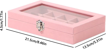 Travel Jewelry Box,Small Jewelry Case,Rings Earrings Cufflinks Organizer for Girls (Pink, 15 Grids)