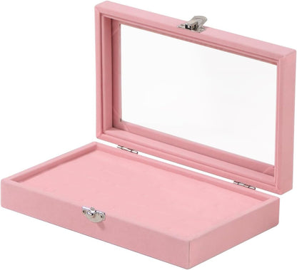 Travel Jewelry Box,Small Jewelry Case,Rings Earrings Cufflinks Organizer for Girls (Pink, 15 Grids)