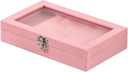 Travel Jewelry Box,Small Jewelry Case,Rings Earrings Cufflinks Organizer for Girls (Pink, 15 Grids)