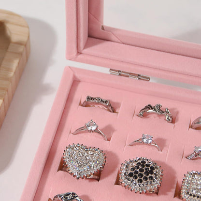 Travel Jewelry Box,Small Jewelry Case,Rings Earrings Cufflinks Organizer for Girls (Pink, 15 Grids)