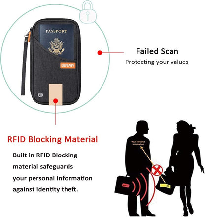 Passport Holder Travel Wallet - Family Passport Holder of 4, RFID Blocking Passport Wallet for Men Women, Travel Essentials for Flying, BLACK