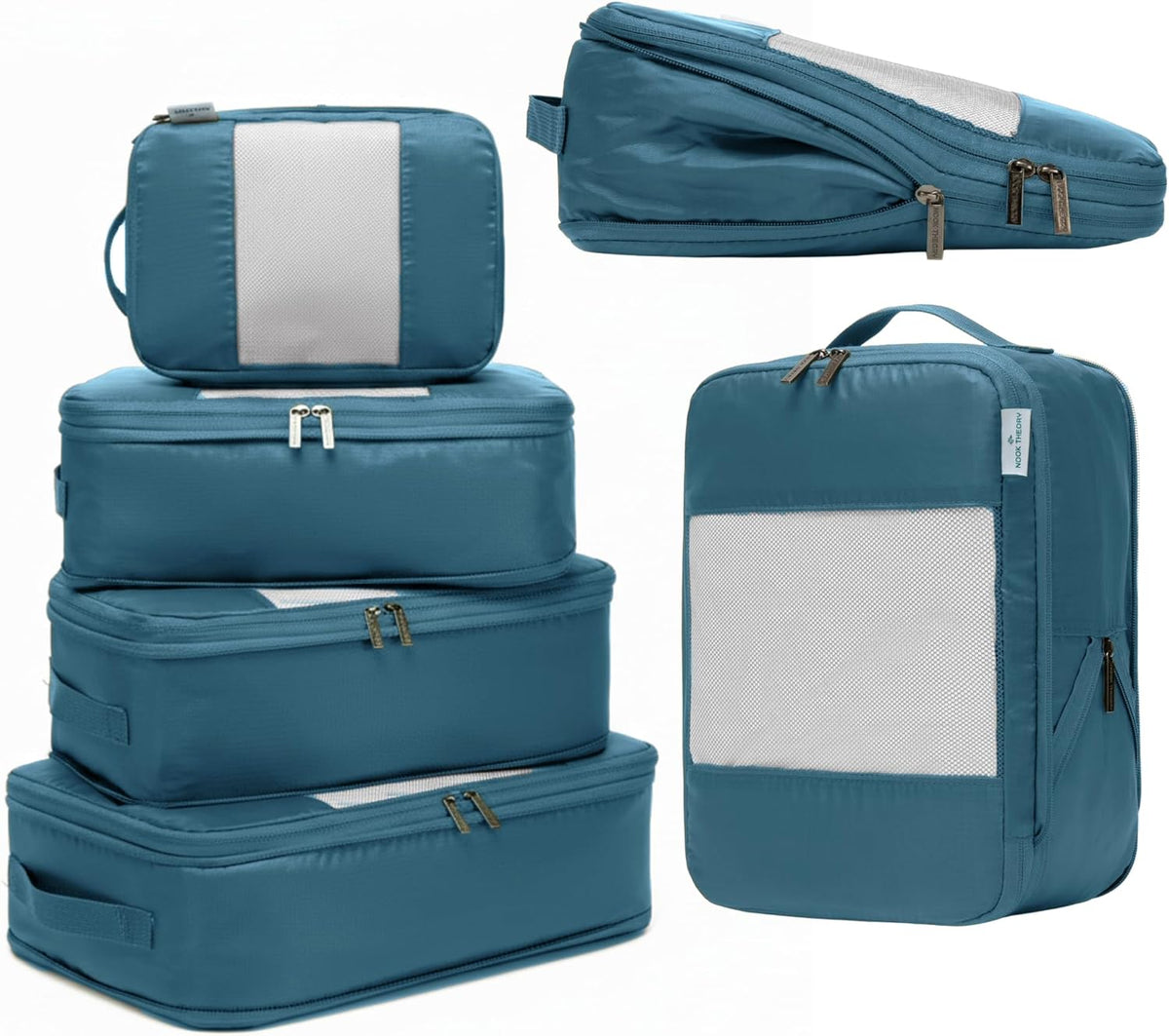 6-Pack Large Compression Packing Cubes for Travel - Lightweight Compression Packing Cube Set, Water-Resistant Luggage Organizer Bags & Suitcase Organizers, Travel Cubes for Carry-On, Checked Luggage