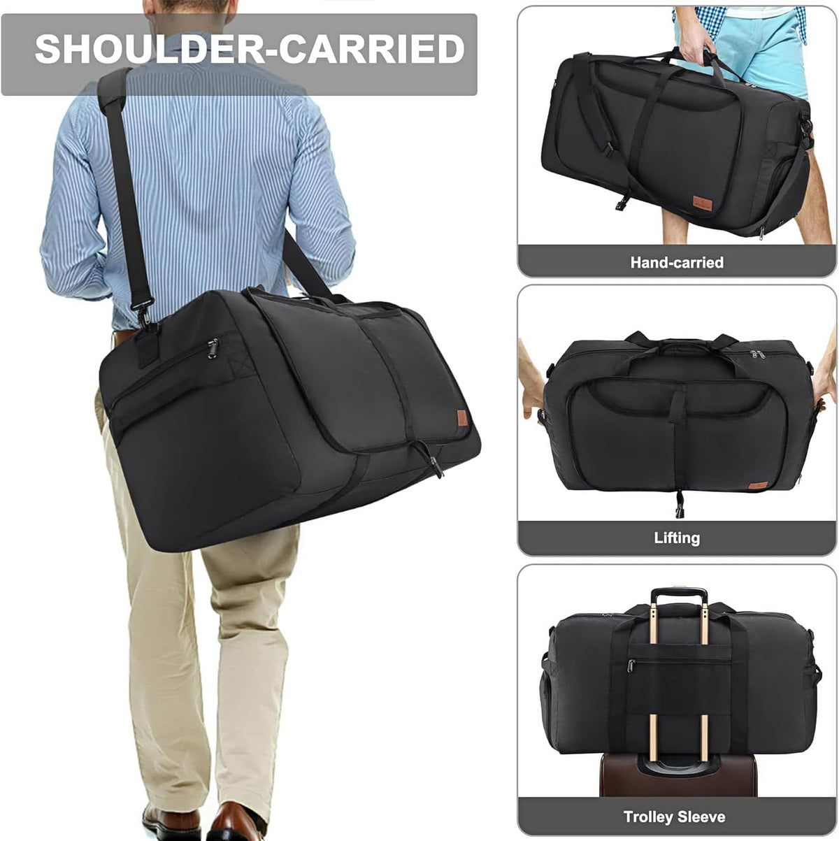 150L Duffle Bag for Travel, Extra Large Foldable Waterproof Travel Duffel Bags Weekender Overnight Bag for Men and Women with Shoe Compartment